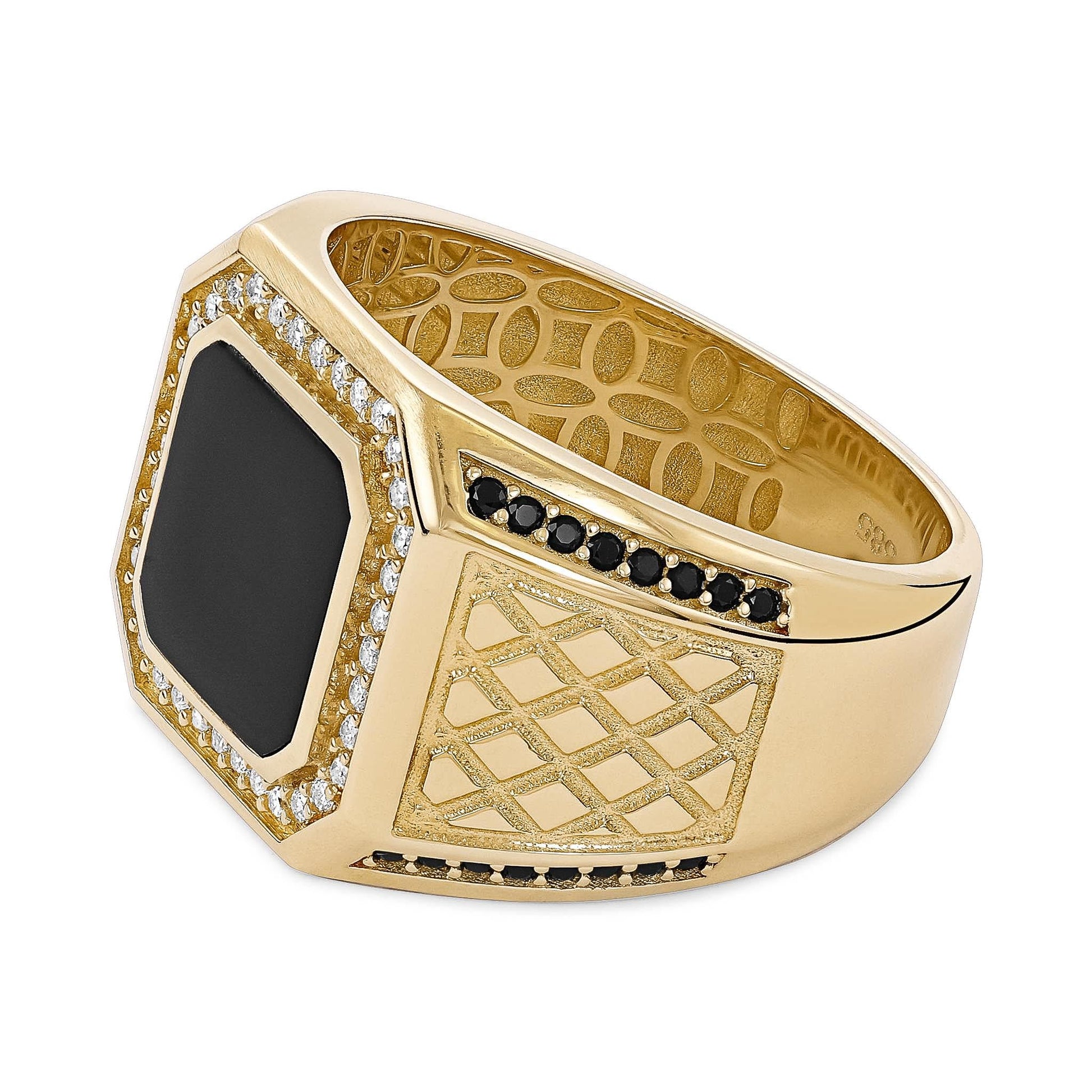 14ct Yellow Gold Onyx Signet Ring - FJewellery