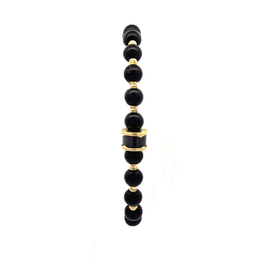 14ct yellow gold pre - owned bracelet with black beads FCA06010741 - 3 - FJewellery