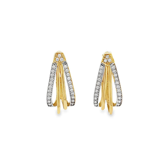 14ct yellow gold pre - owned earrings with stones FCA06011491 - FJewellery