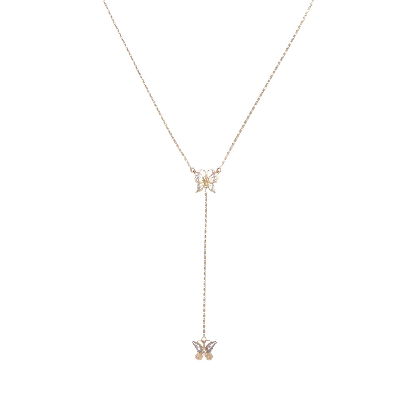 14ct yellow gold pre-owned necklace with butterflies FCA06010777-5 - FJewellery