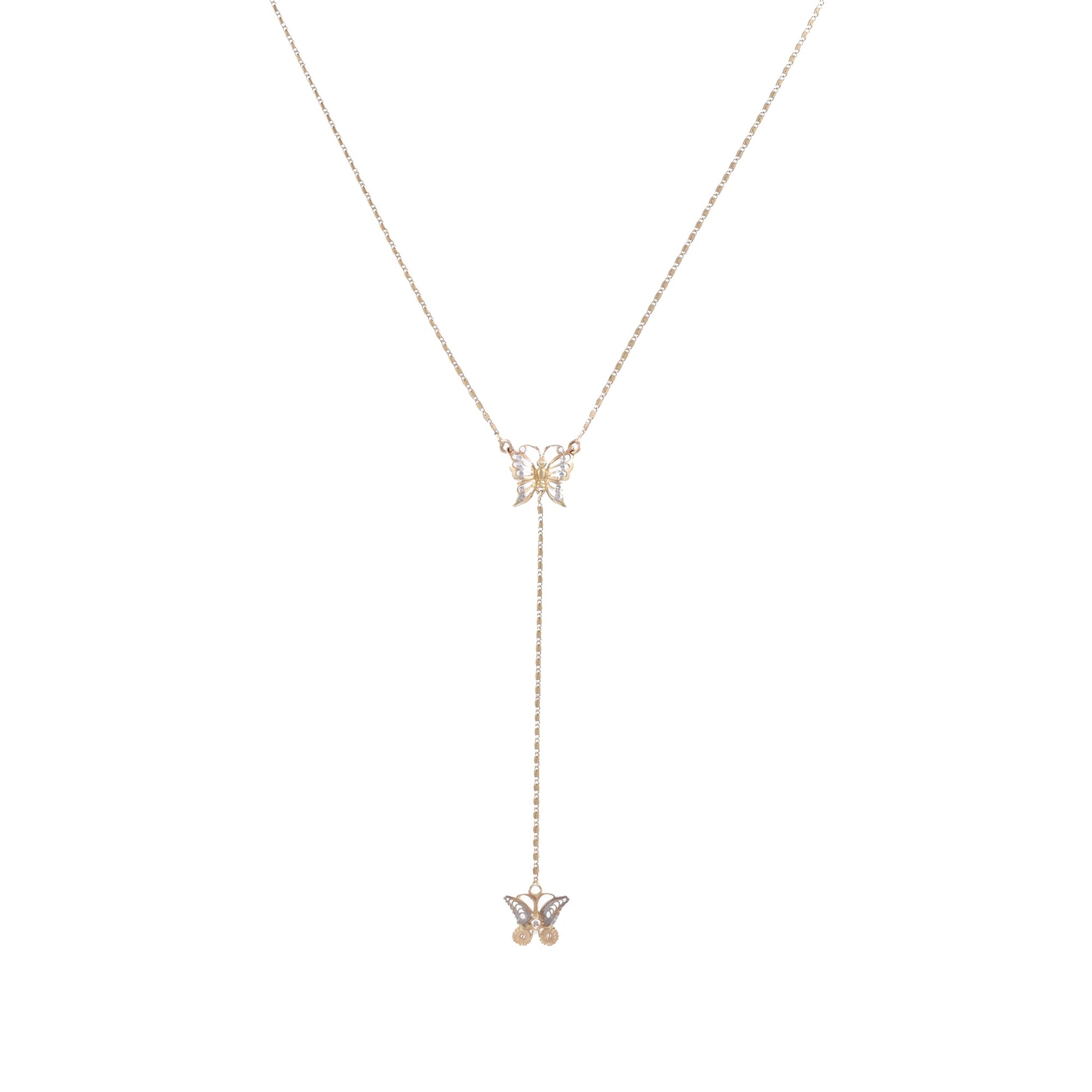 14ct yellow gold pre-owned necklace with butterflies FCA06010777-5 - FJewellery