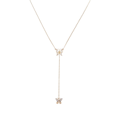 14ct yellow gold pre-owned necklace with butterflies FCA06010777-5 - FJewellery