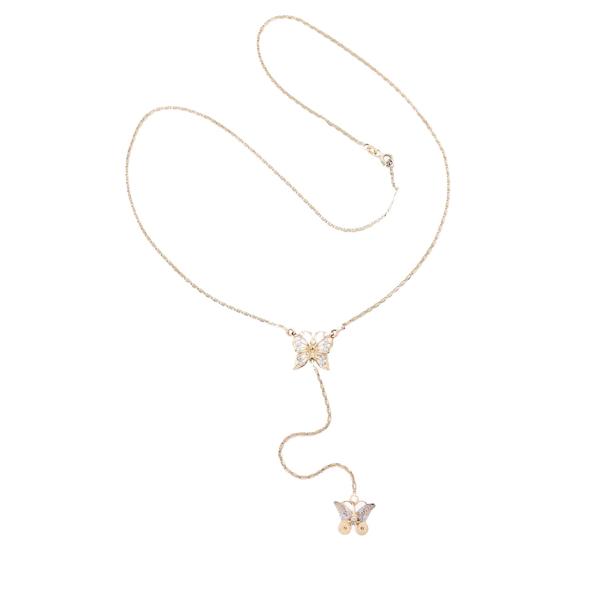 14ct yellow gold pre-owned necklace with butterflies FCA06010777-5 - FJewellery