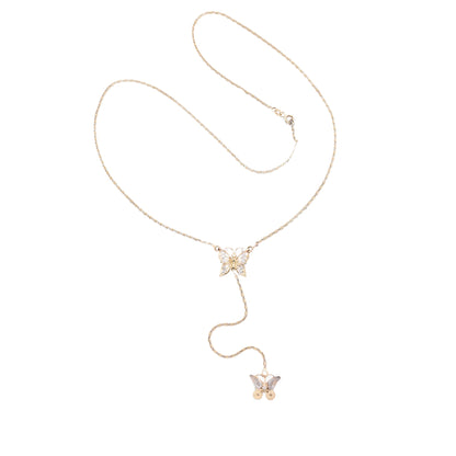 14ct yellow gold pre-owned necklace with butterflies FCA06010777-5 - FJewellery