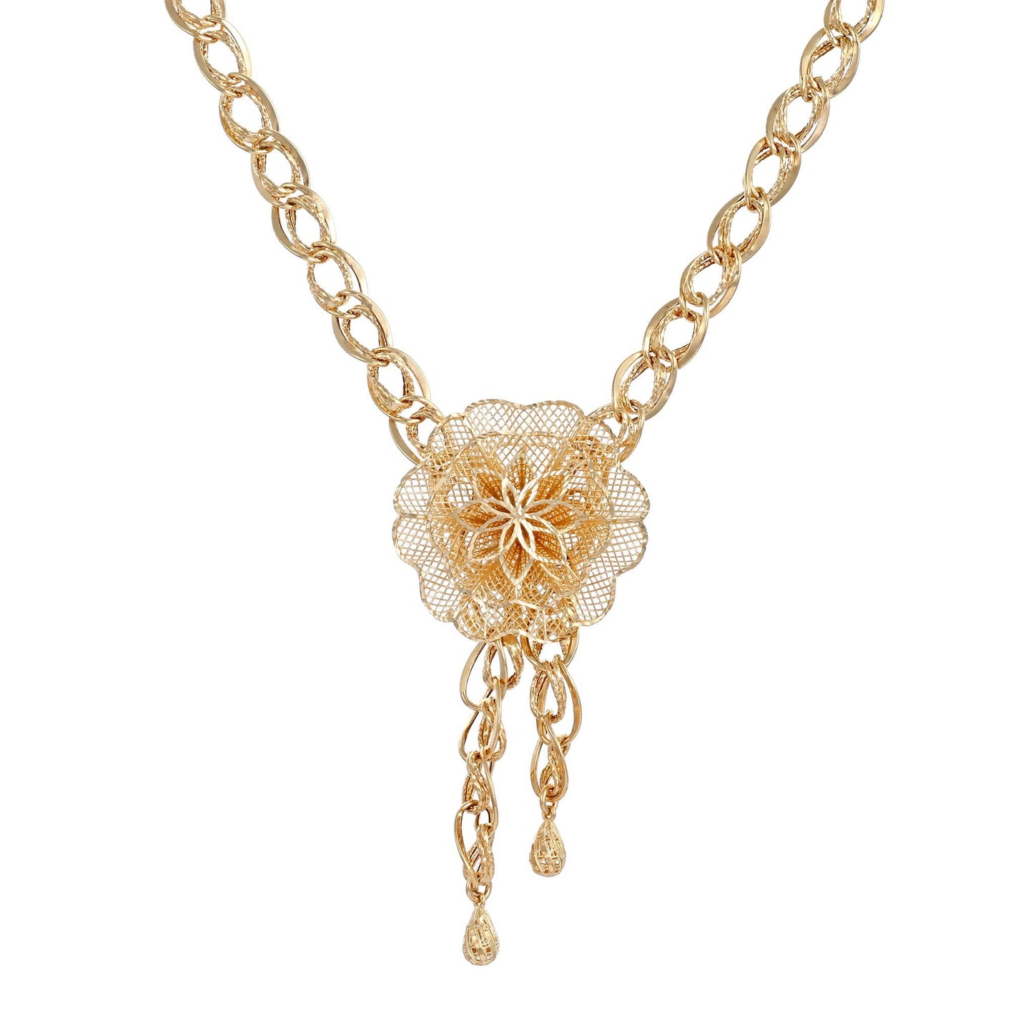 14ct Yellow Gold Pre - owned Necklace with Flower Pendant 02033685 - FJewellery