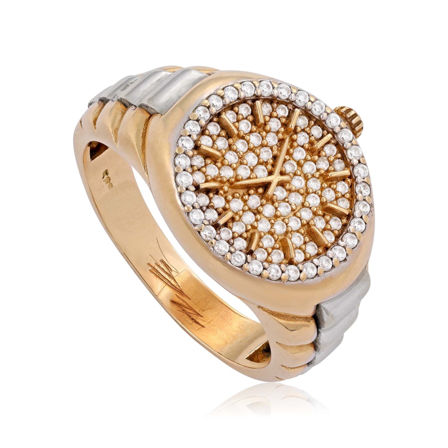 14ct Yellow Gold Pre - owned Watch ring with stones 02033636 - FJewellery