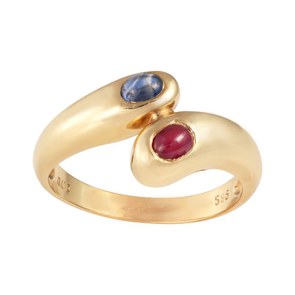 14ct yellow gold ring with multicolour stones 00006733 - FJewellery