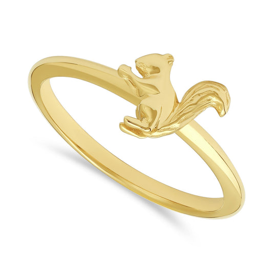 14ct Yellow Gold Squirrel Design Ring - FJewellery