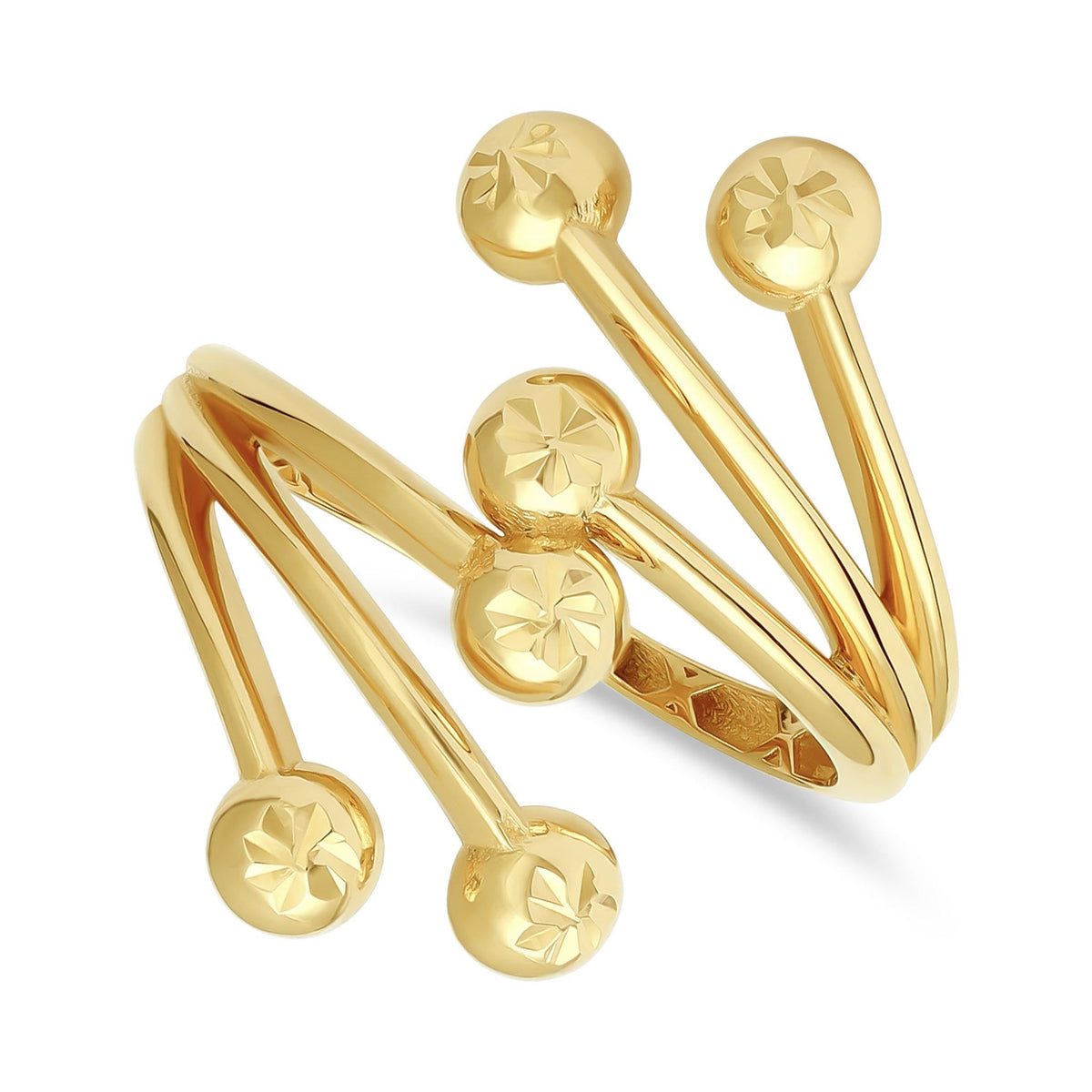 14ct Yellow Gold Unique Ball Design Ring - FJewellery
