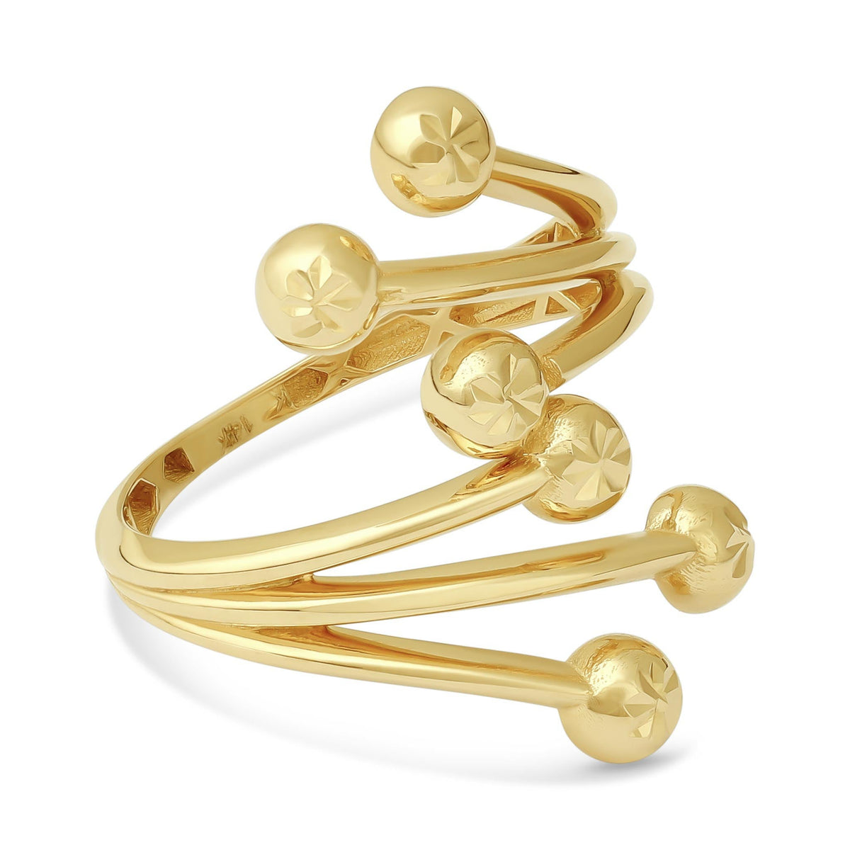 14ct Yellow Gold Unique Ball Design Ring - FJewellery