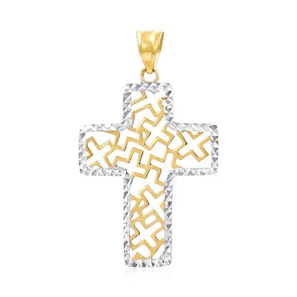 14ct Yellow Gold Unique Cross Design Pendant - FJewellery