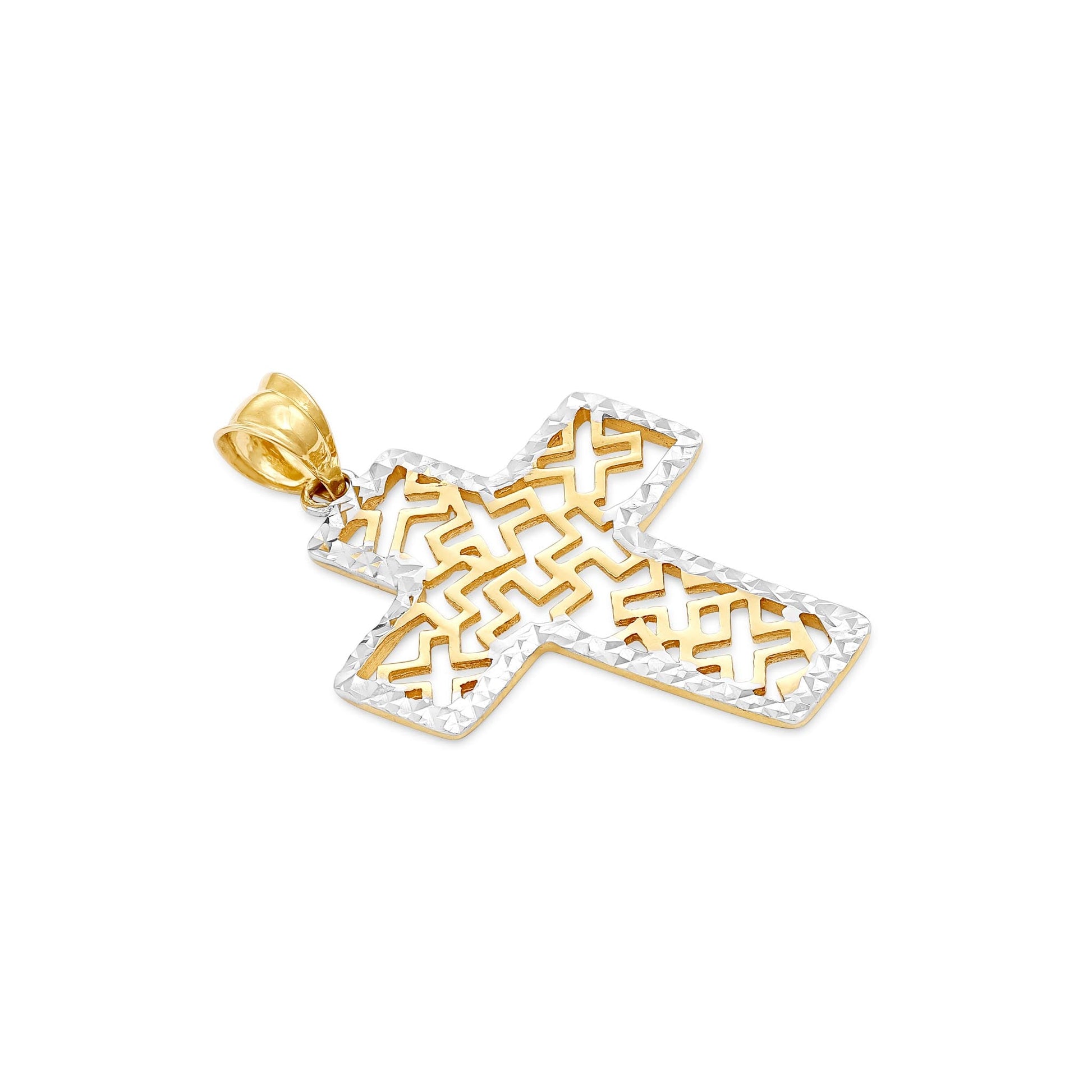 14ct Yellow Gold Unique Cross Design Pendant - FJewellery