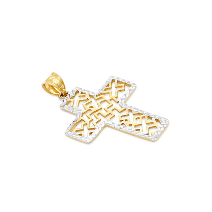 14ct Yellow Gold Unique Cross Design Pendant - FJewellery