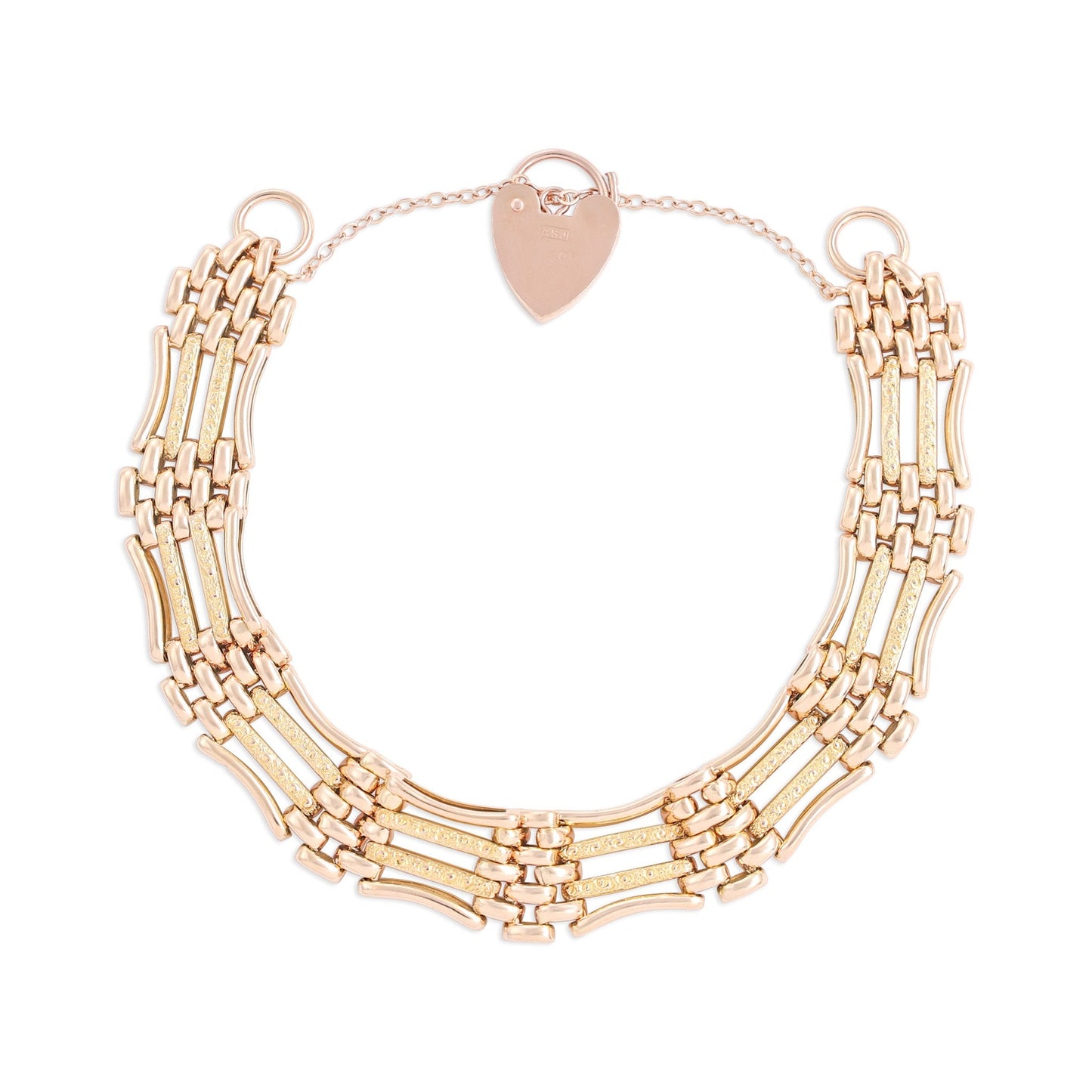 14ct Yellow & Rose Gold Pre - owned Victorian Gate Bracelet 07002291 - FJewellery