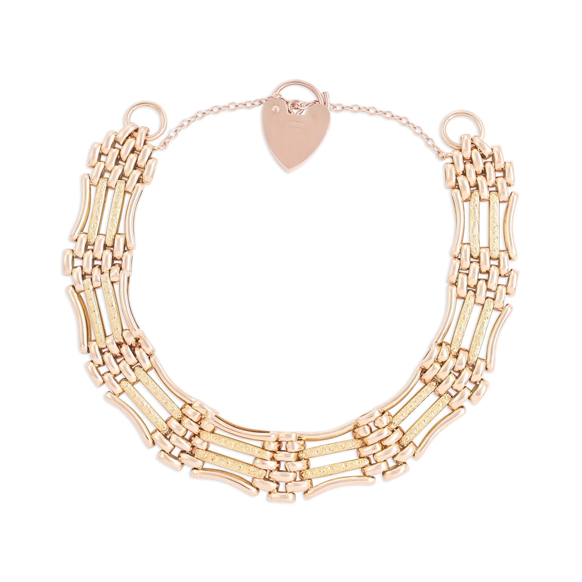 14ct Yellow & Rose Gold Pre - owned Victorian Gate Bracelet 07002291 - FJewellery