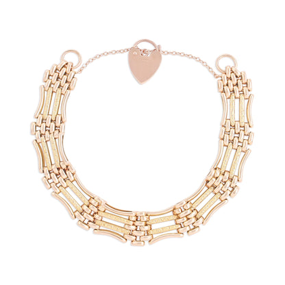 14ct Yellow & Rose Gold Pre - owned Victorian Gate Bracelet 07002291 - FJewellery