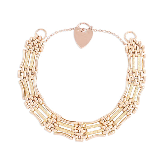 14ct Yellow & Rose Gold Pre - owned Victorian Gate Bracelet 07002291 - FJewellery