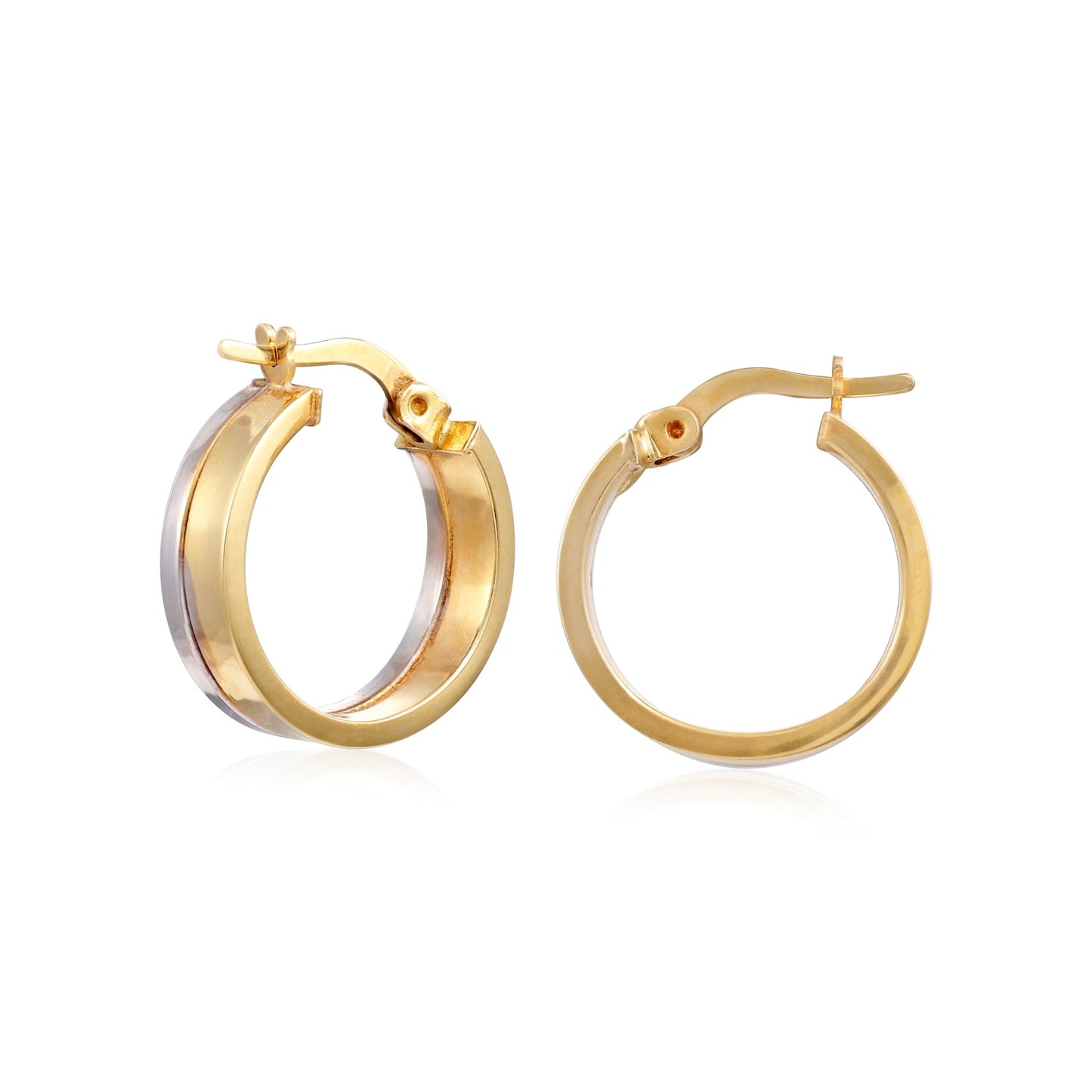 14ct Yellow & White Gold Pre - owned Hoop Earrings 02033693 - FJewellery