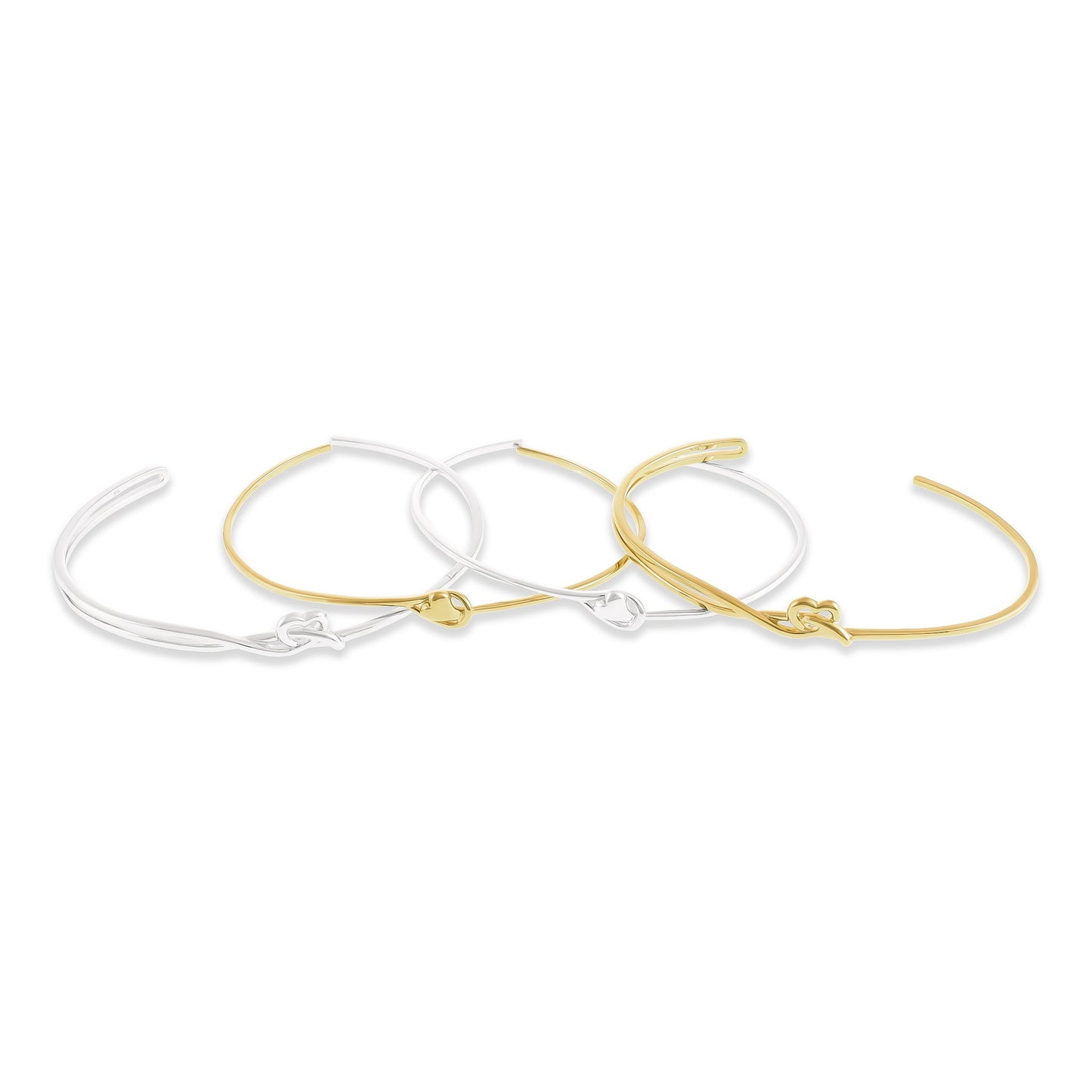 14k Gold Plated 1 Micron Heart Bangle 61x51mm PBN1002 - FJewellery