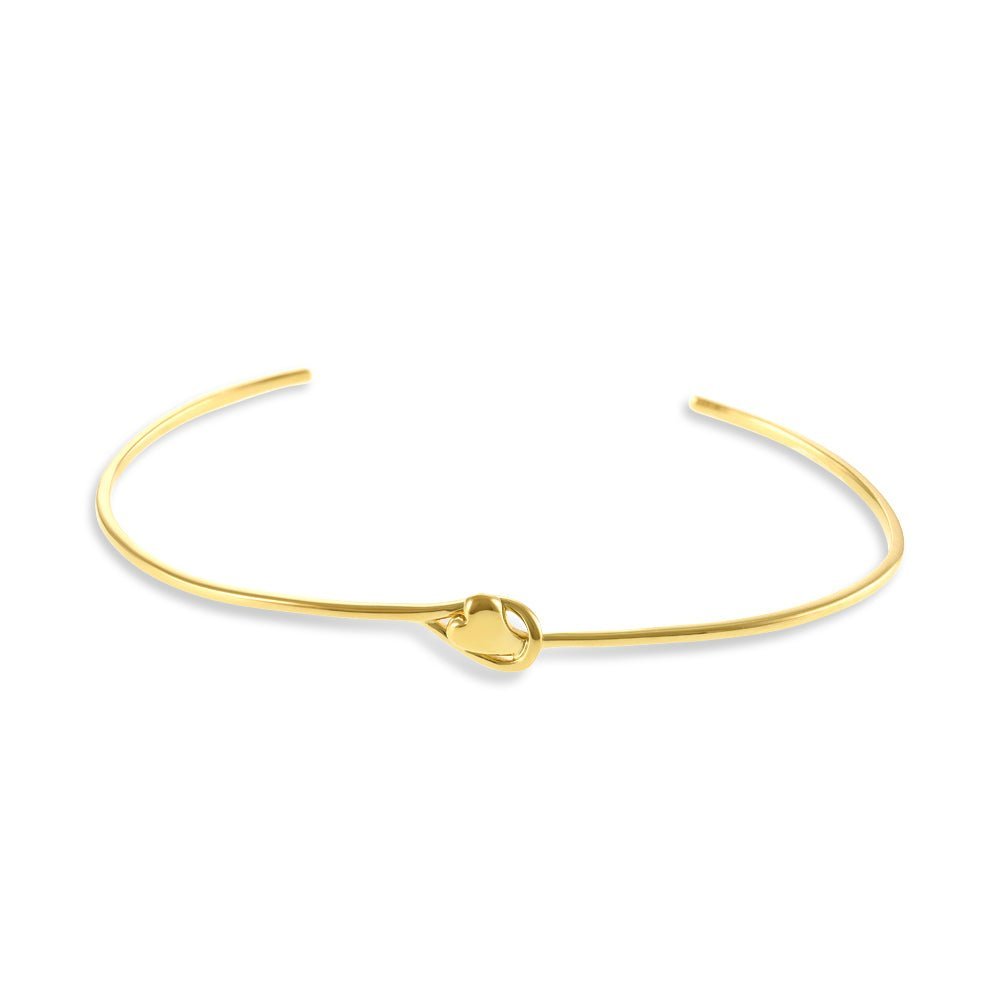 14k Gold Plated 1 Micron Heart Bangle 61x51mm PBN1002 - FJewellery