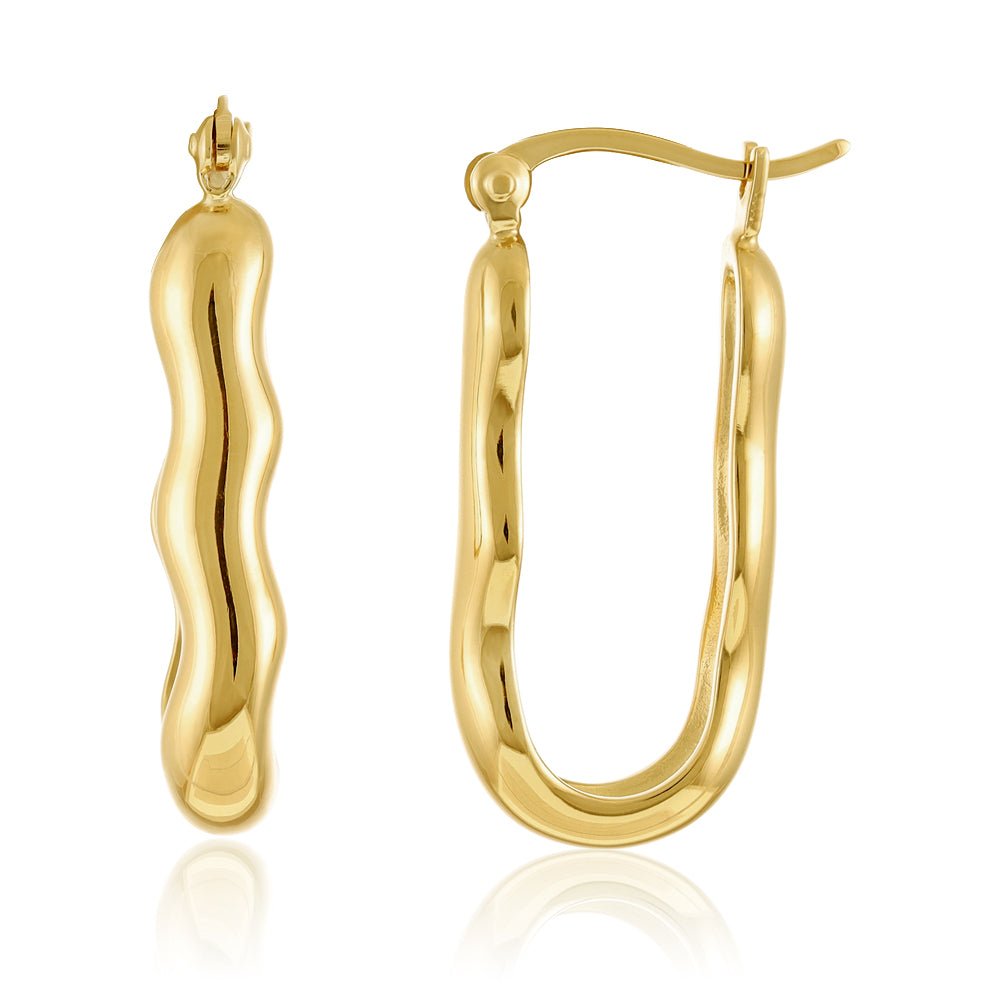 14k Gold Plated 1 Micron Twisted Hoop Earrings PER1003 - FJewellery