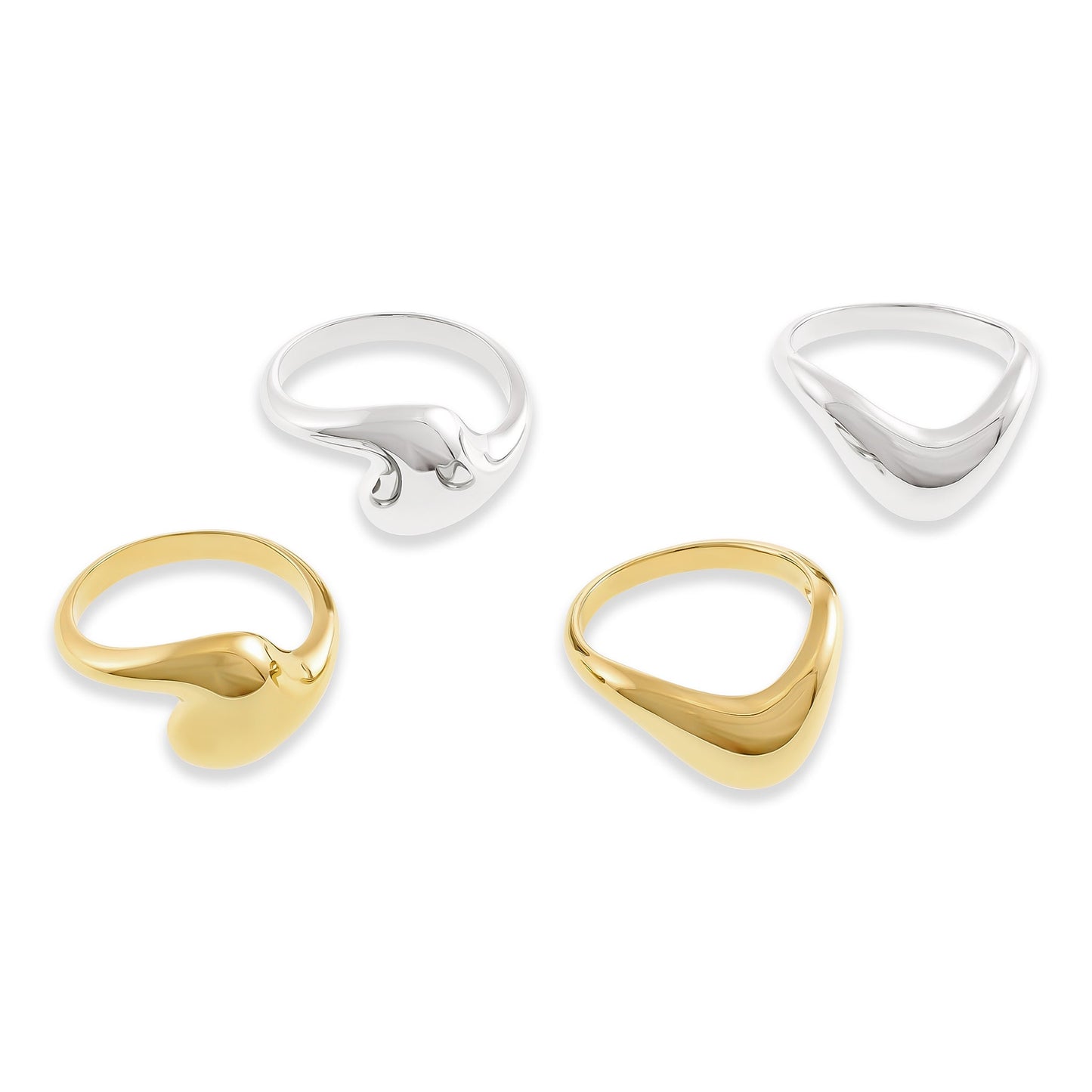 14k gold plated 1 micron wave ring PRN1003 - FJewellery