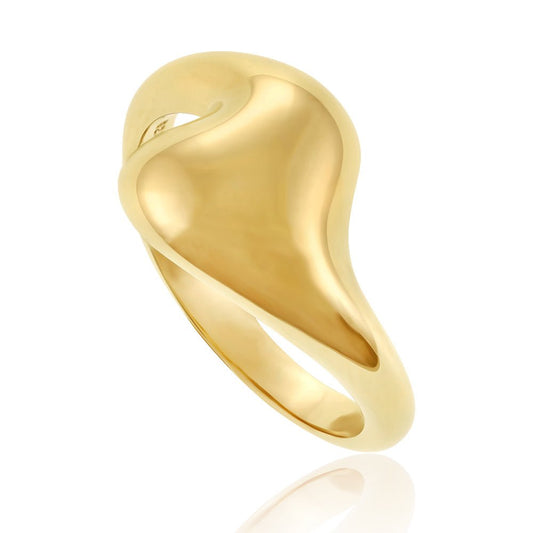 14k gold plated 1 micron wave ring PRN1003 - FJewellery