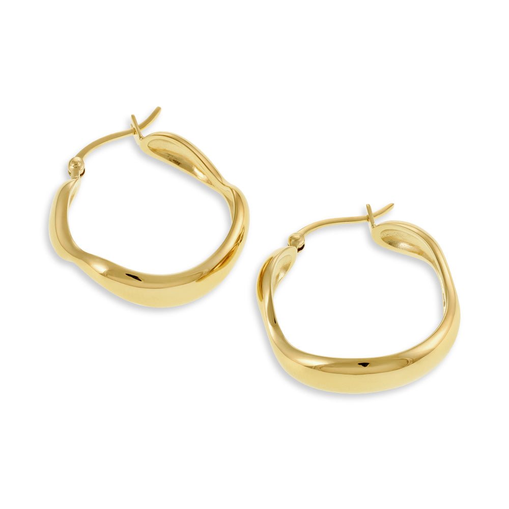 14k Gold Plated 1 Micron Wavy Hoop Earrings PER1001 - FJewellery