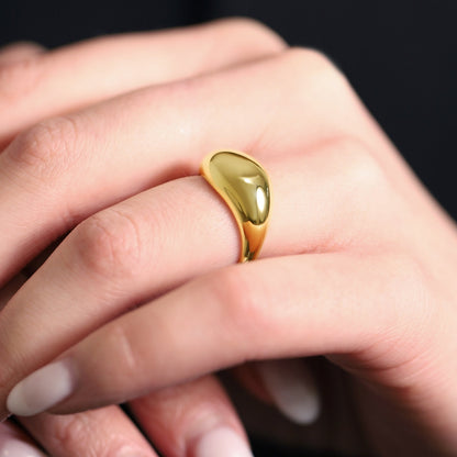 18ct 1 Micron Gold Plated 925 Silver Fluid Ring PRN3001