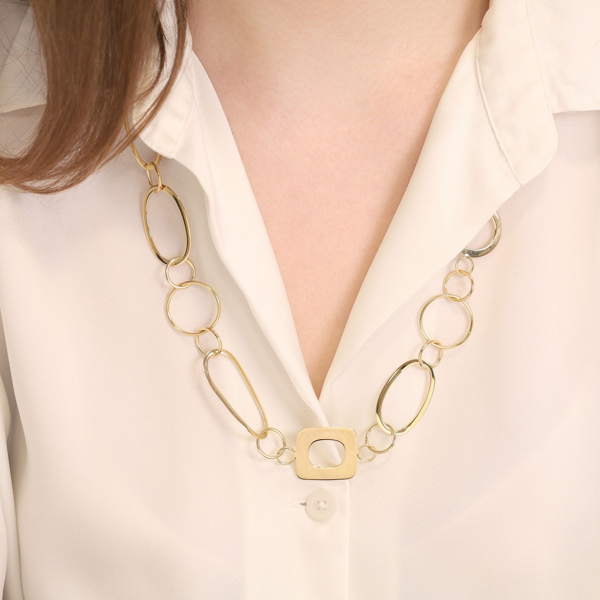 18ct 1 Micron Gold Plated Abstract Design Necklace - FJewellery