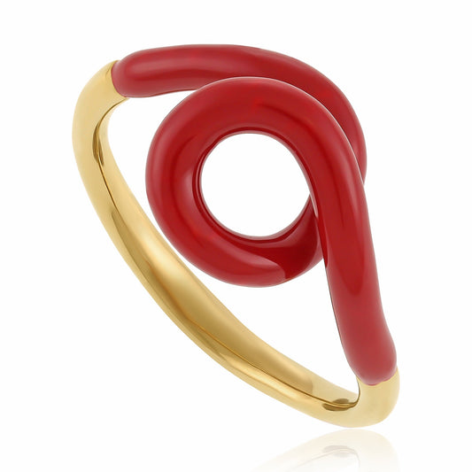18ct 1 Micron Gold Plated Enamel Twist Ring PRN3002 PRN3002B