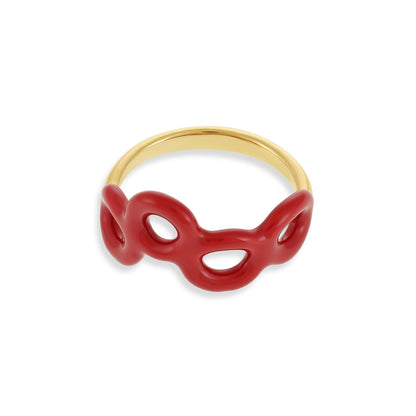 18ct 1 Micron Gold Plated Enamel Twist Ring, With Four Loops PRN3008B