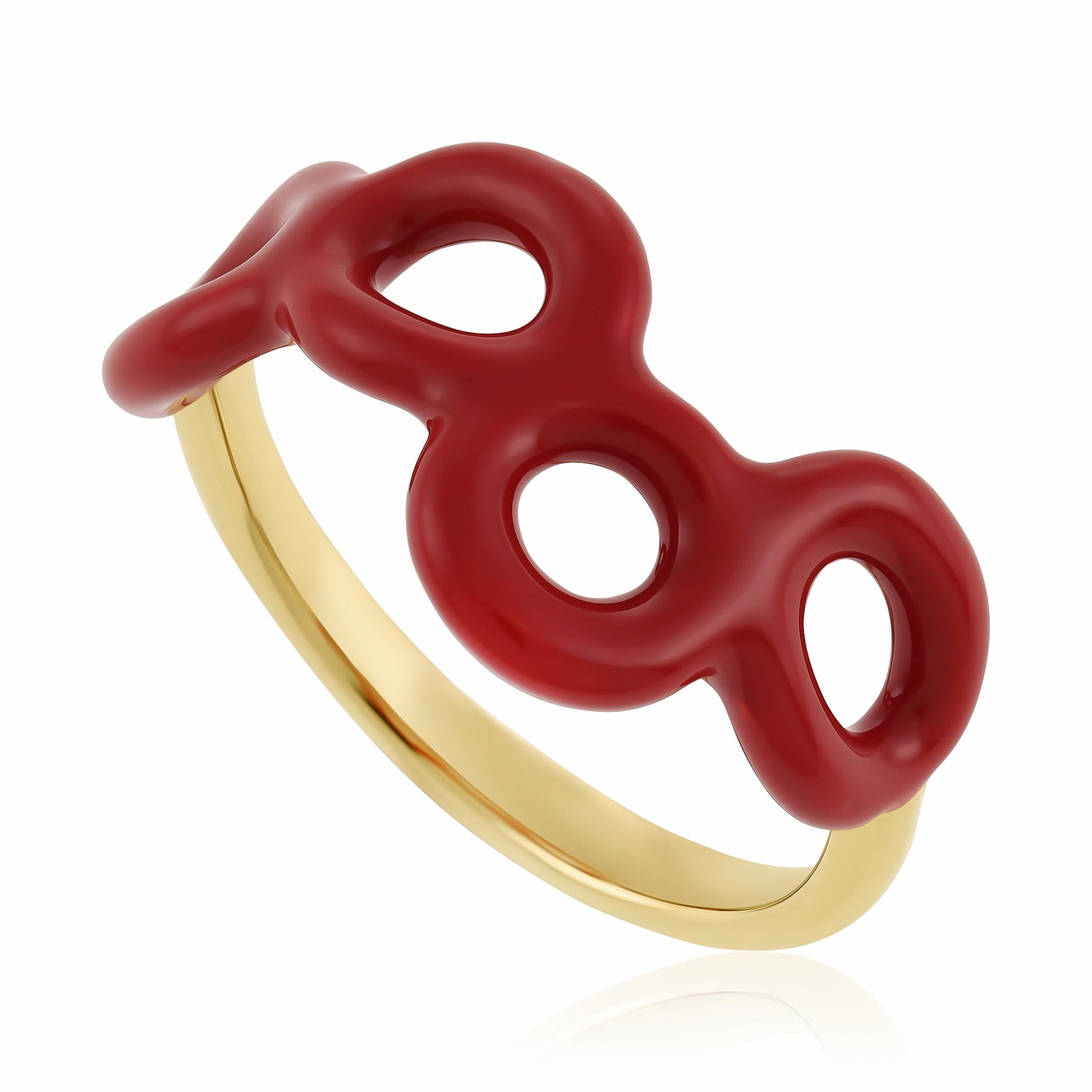 18ct 1 Micron gold plated enamel twist ring, with four loops PRN3008B - FJewellery