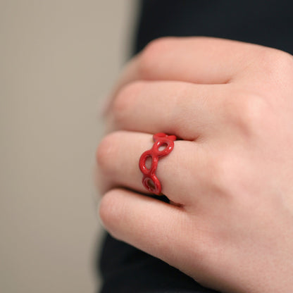 18ct 1 Micron Gold Plated Enamel Twist Ring, With Four Loops PRN3008B