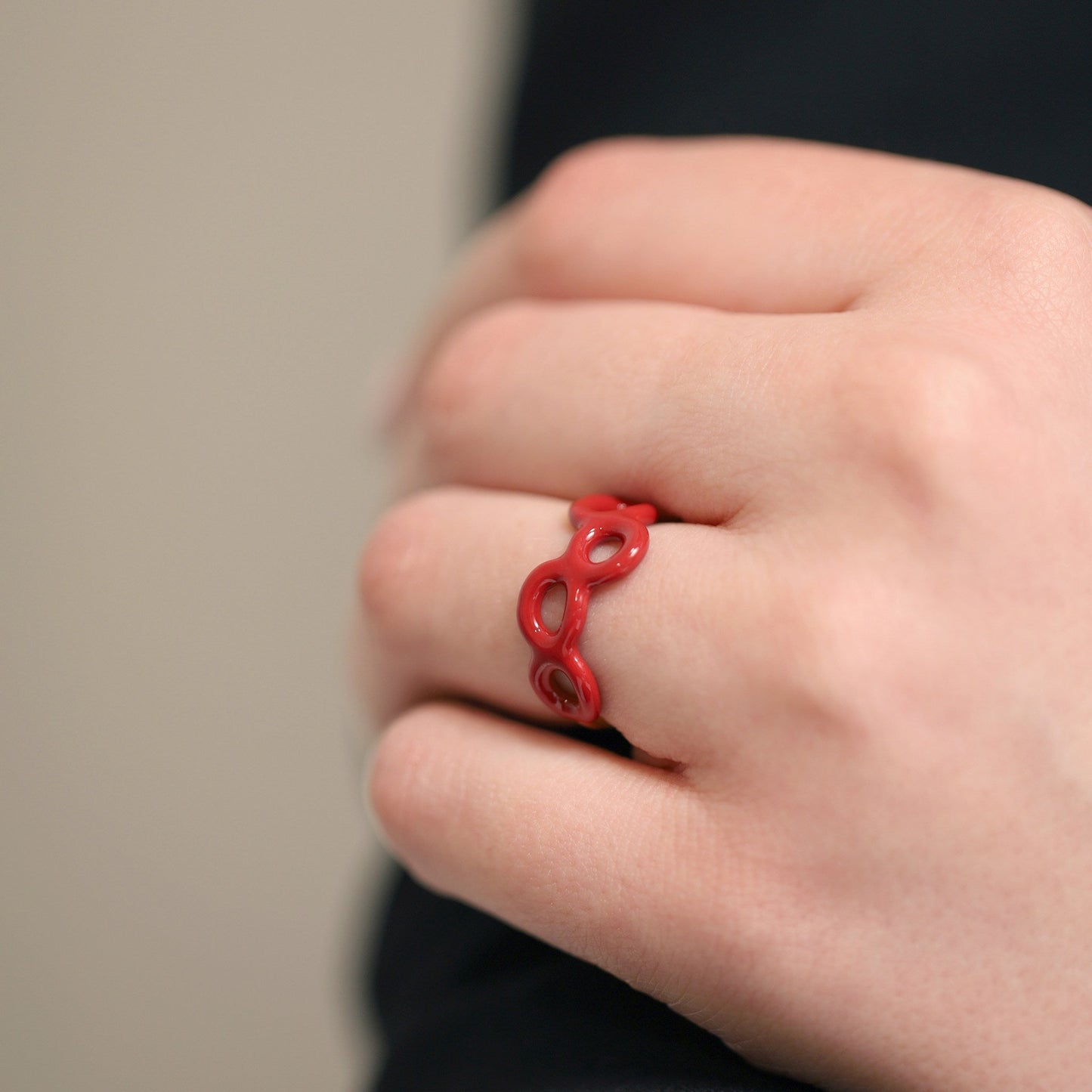 18ct 1 Micron Gold Plated Enamel Twist Ring, With Four Loops PRN3008B