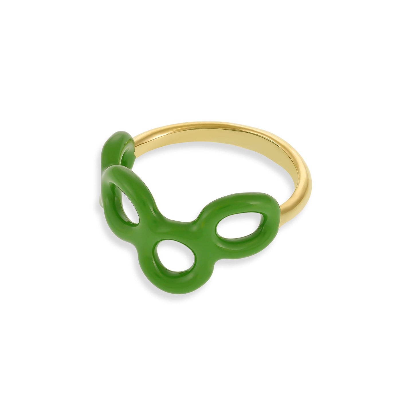 18ct 1 Micron Gold Plated Enamel Twist Ring, With Four Loops PRN3008G