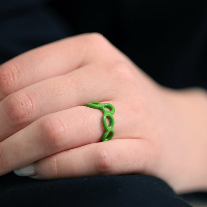 18ct 1 Micron Gold Plated Enamel Twist Ring, With Four Loops PRN3008G