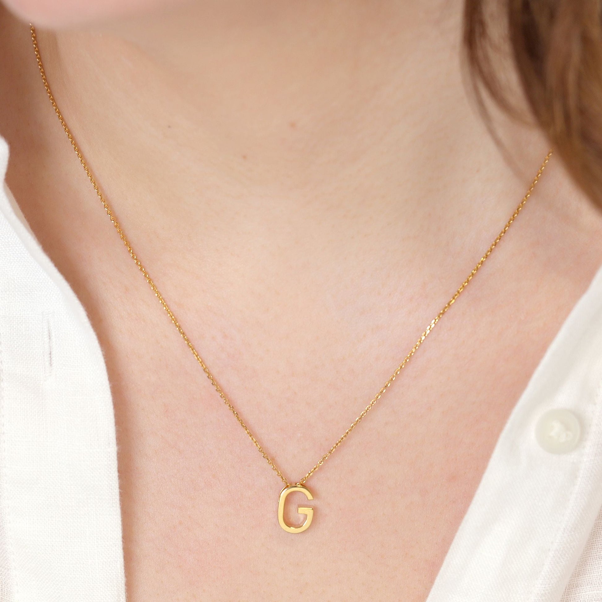 18ct 1 micron gold plated Initial G Necklace PSJCNP - GG - FJewellery