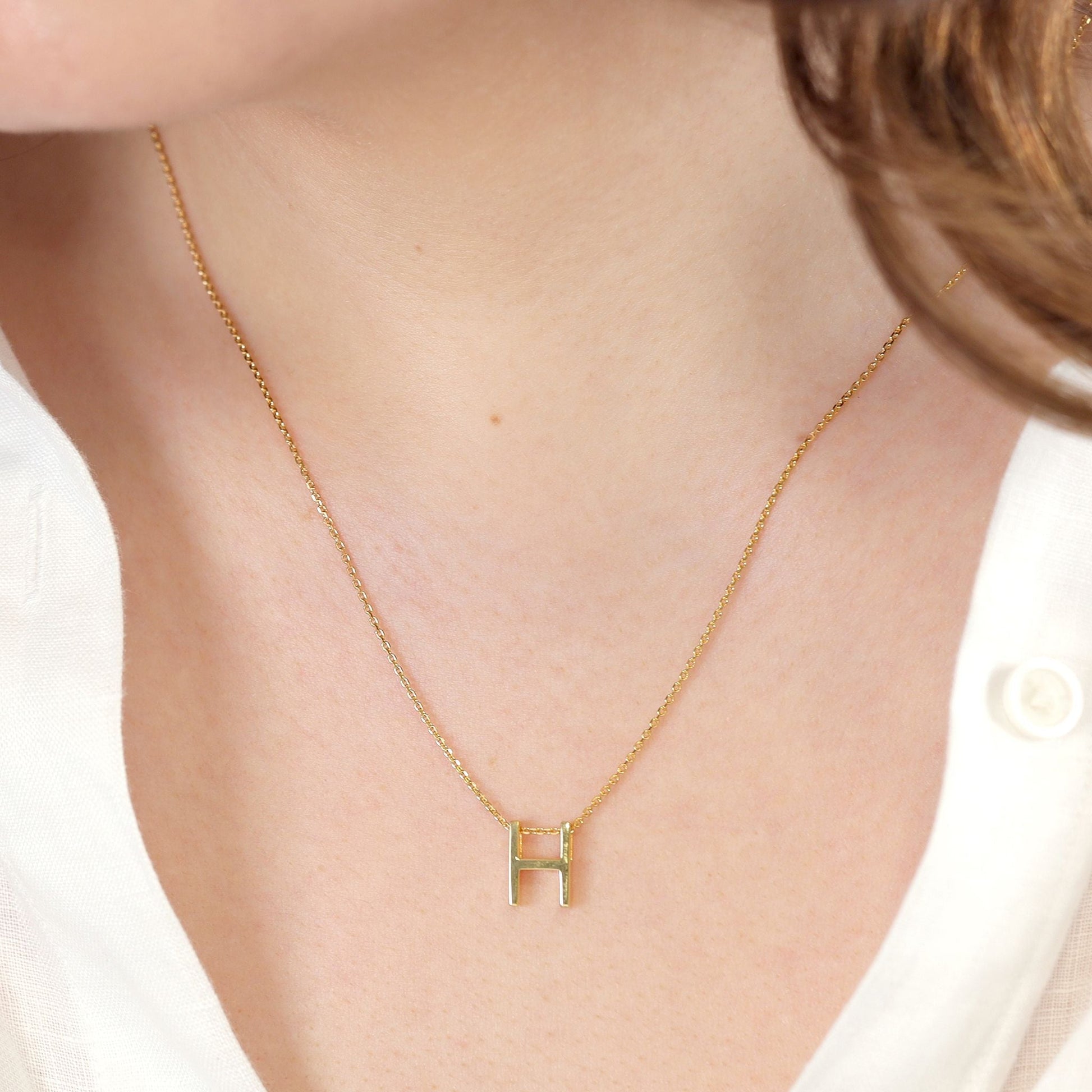 18ct 1 micron gold plated Initial H Necklace PSJCNP - HG - FJewellery