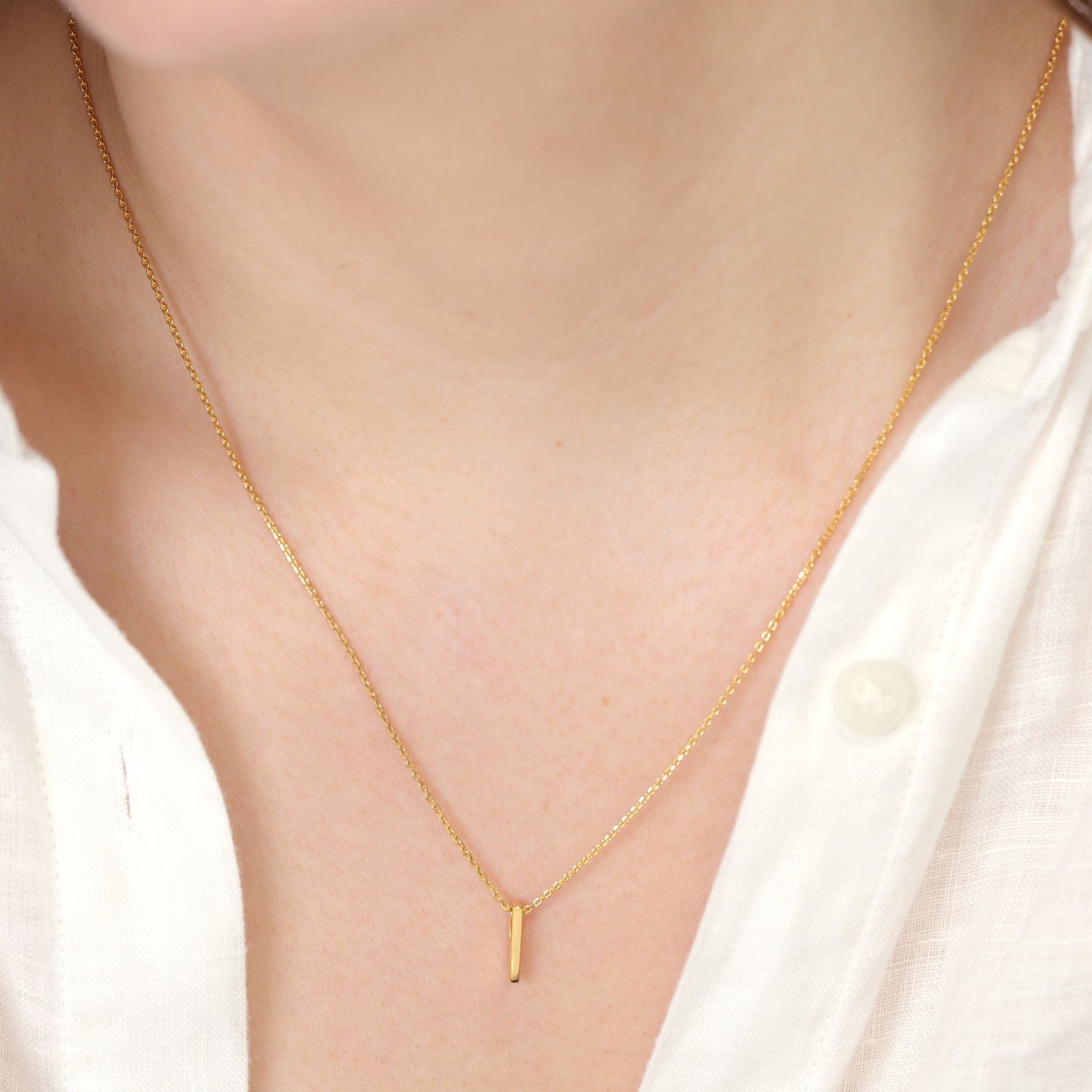 18ct 1 micron gold plated Initial I Necklace PSJCNP - IG - FJewellery