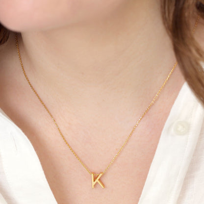 18ct 1 Micron Gold plated Initial K Necklace PSJCNP - KG - FJewellery