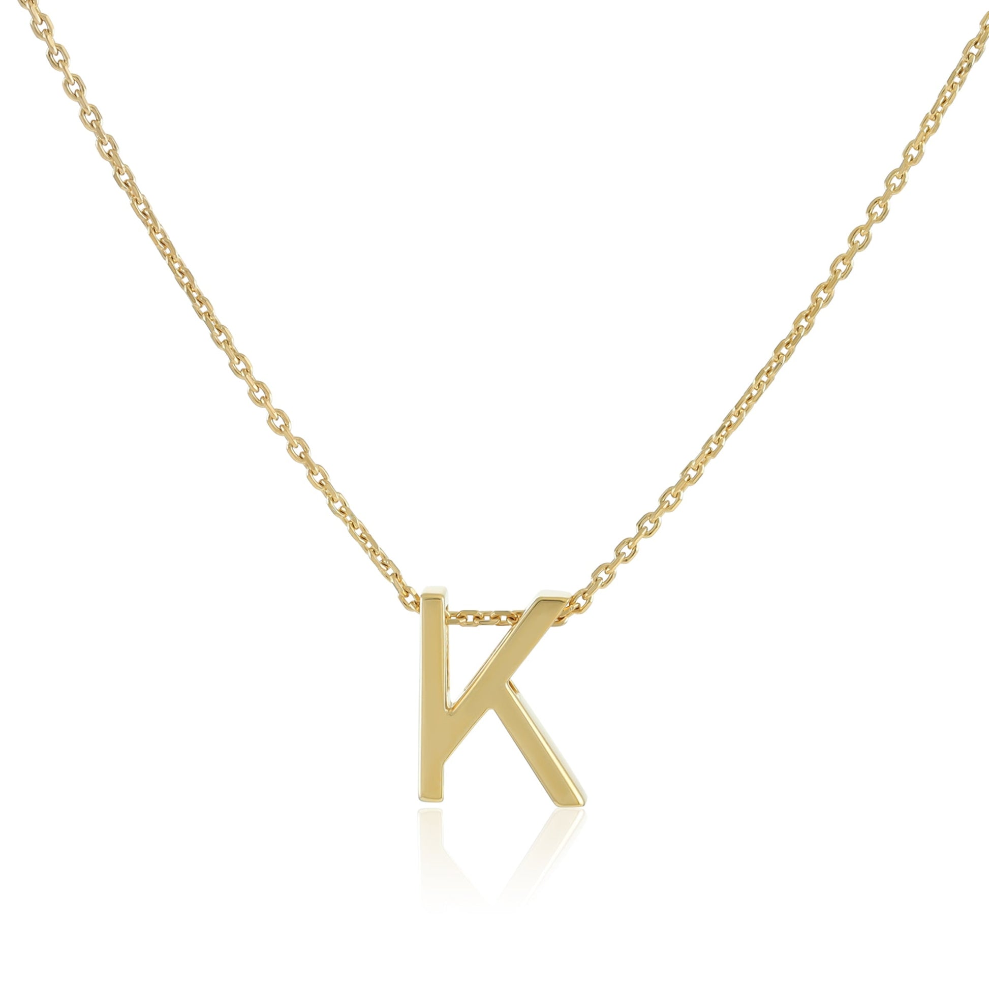 18ct 1 Micron Gold plated Initial K Necklace PSJCNP - KG - FJewellery