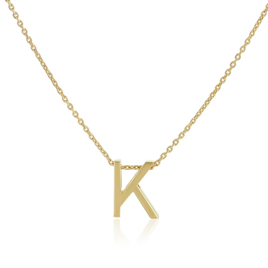18ct 1 Micron Gold plated Initial K Necklace PSJCNP - KG - FJewellery