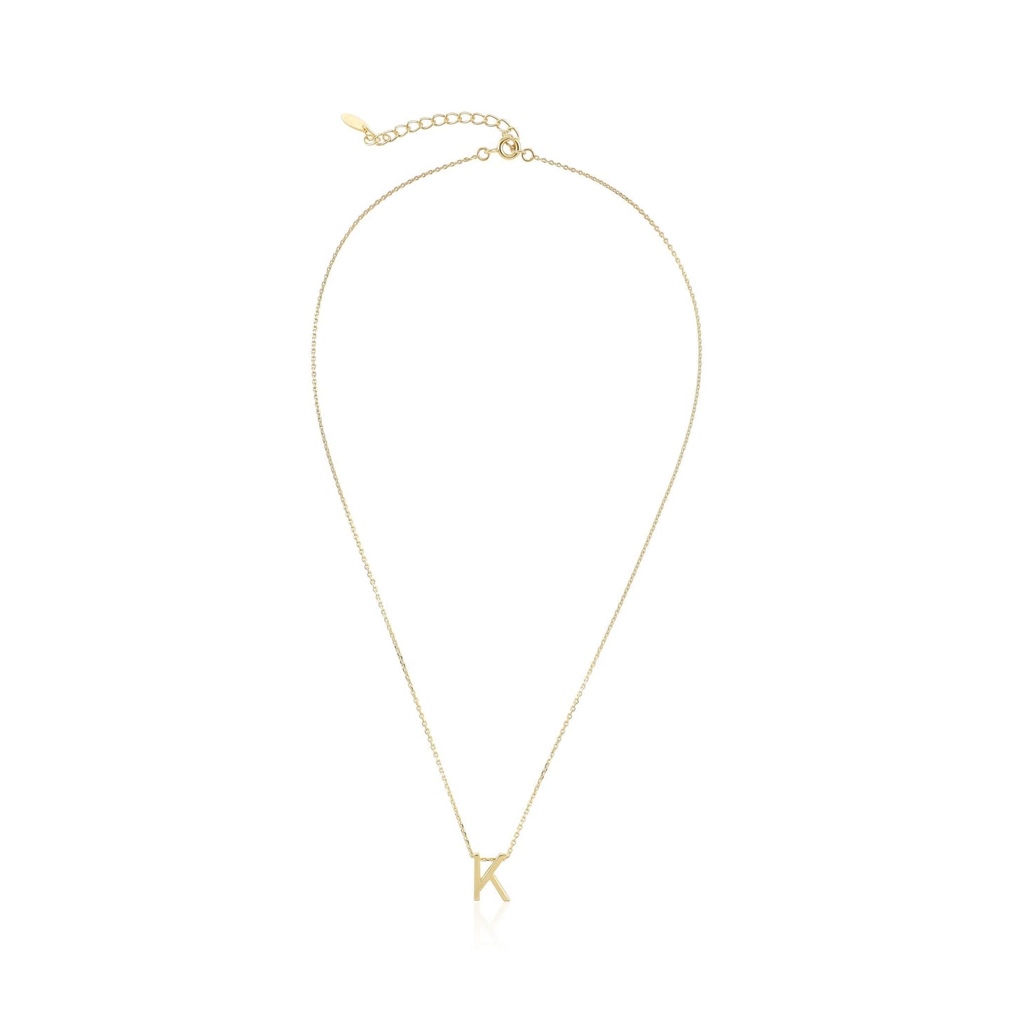 18ct 1 Micron Gold plated Initial K Necklace PSJCNP - KG - FJewellery