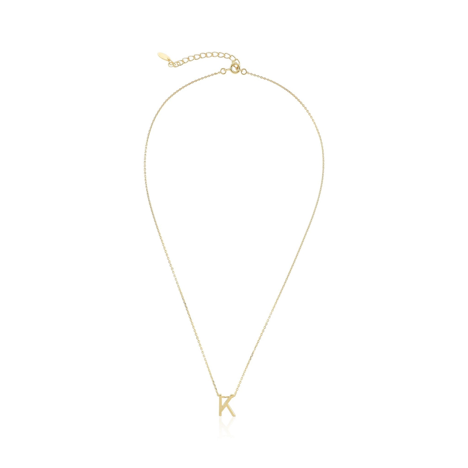 18ct 1 Micron Gold plated Initial K Necklace PSJCNP - KG - FJewellery