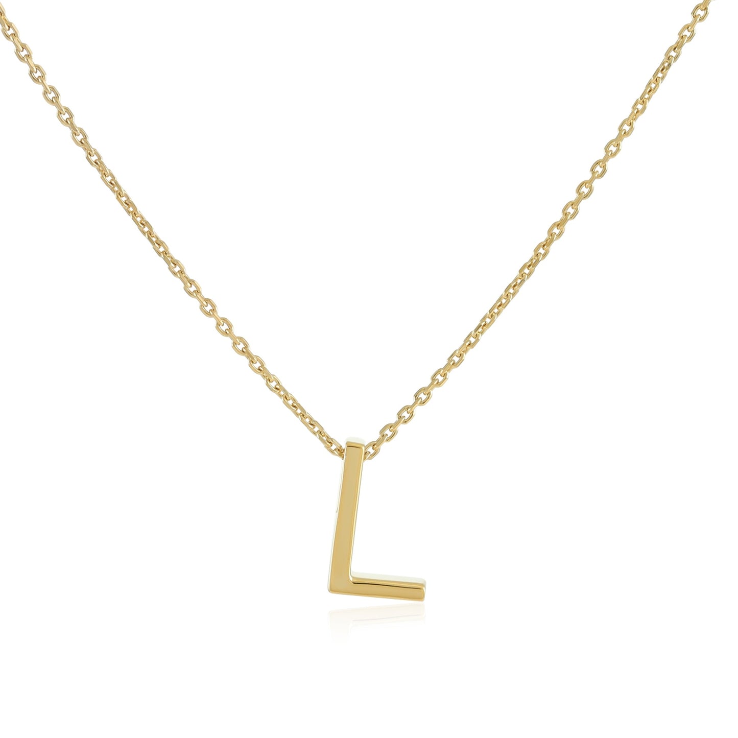 18ct 1 micron gold plated Initial L Necklace PSJCNP - LG - FJewellery