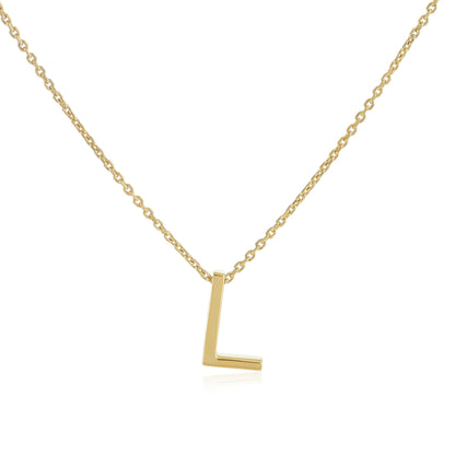18ct 1 micron gold plated Initial L Necklace PSJCNP - LG - FJewellery