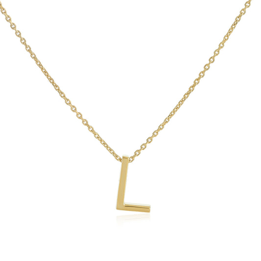 18ct 1 micron gold plated Initial L Necklace PSJCNP - LG - FJewellery