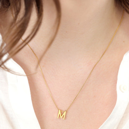 18ct 1 micron gold plated Initial M Necklace PSJCNP - MG - FJewellery