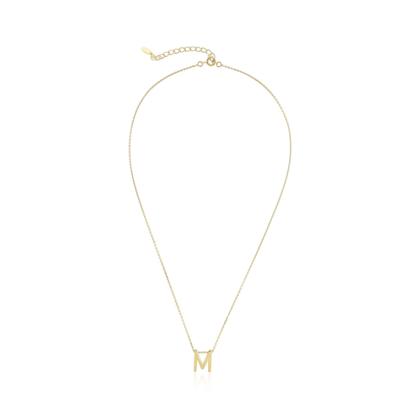 18ct 1 micron gold plated Initial M Necklace PSJCNP - MG - FJewellery